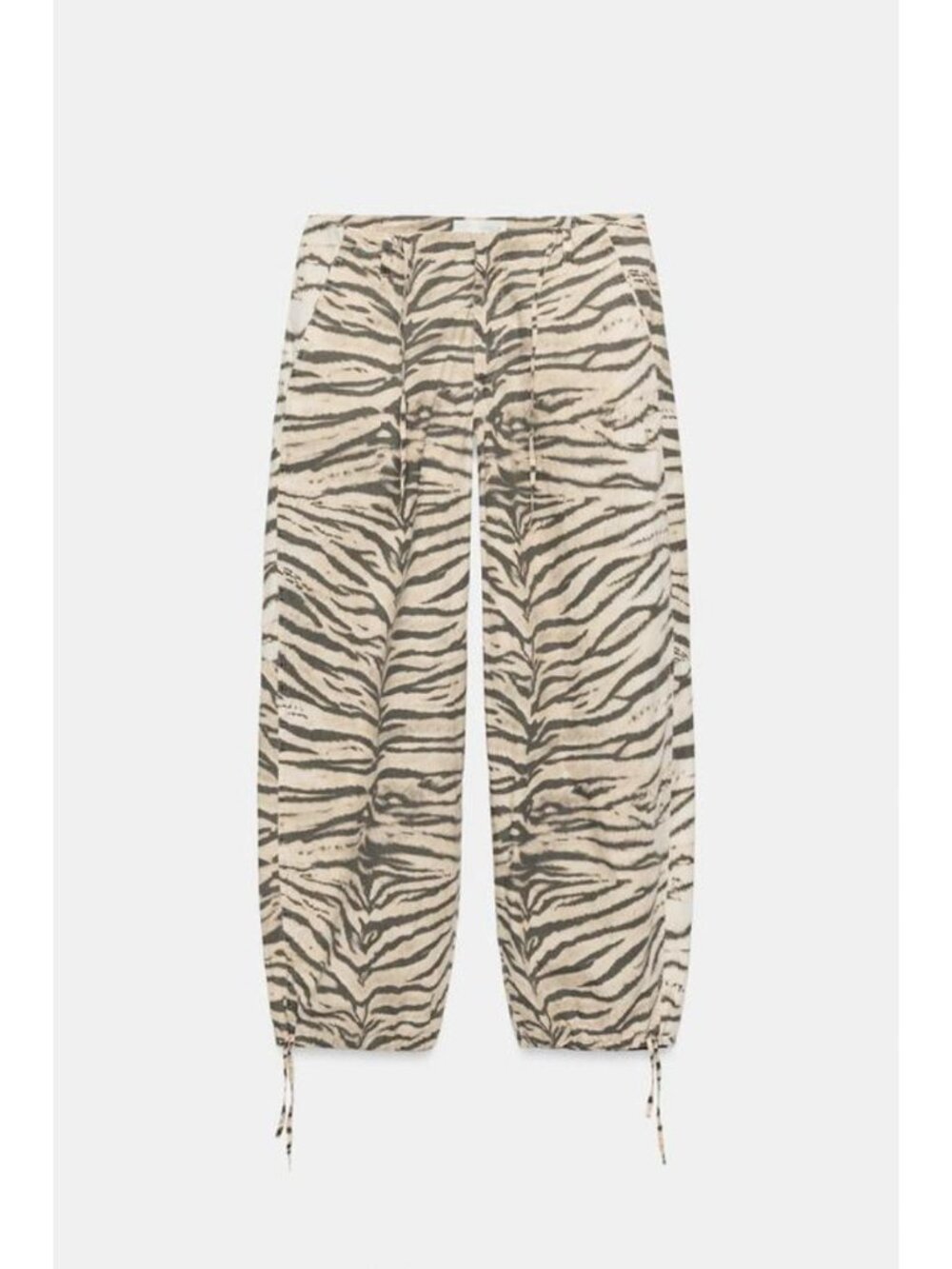 ZARA ANIMAL PRINT WIDE LEG DRAWSTRING PANTS 6929/210/035